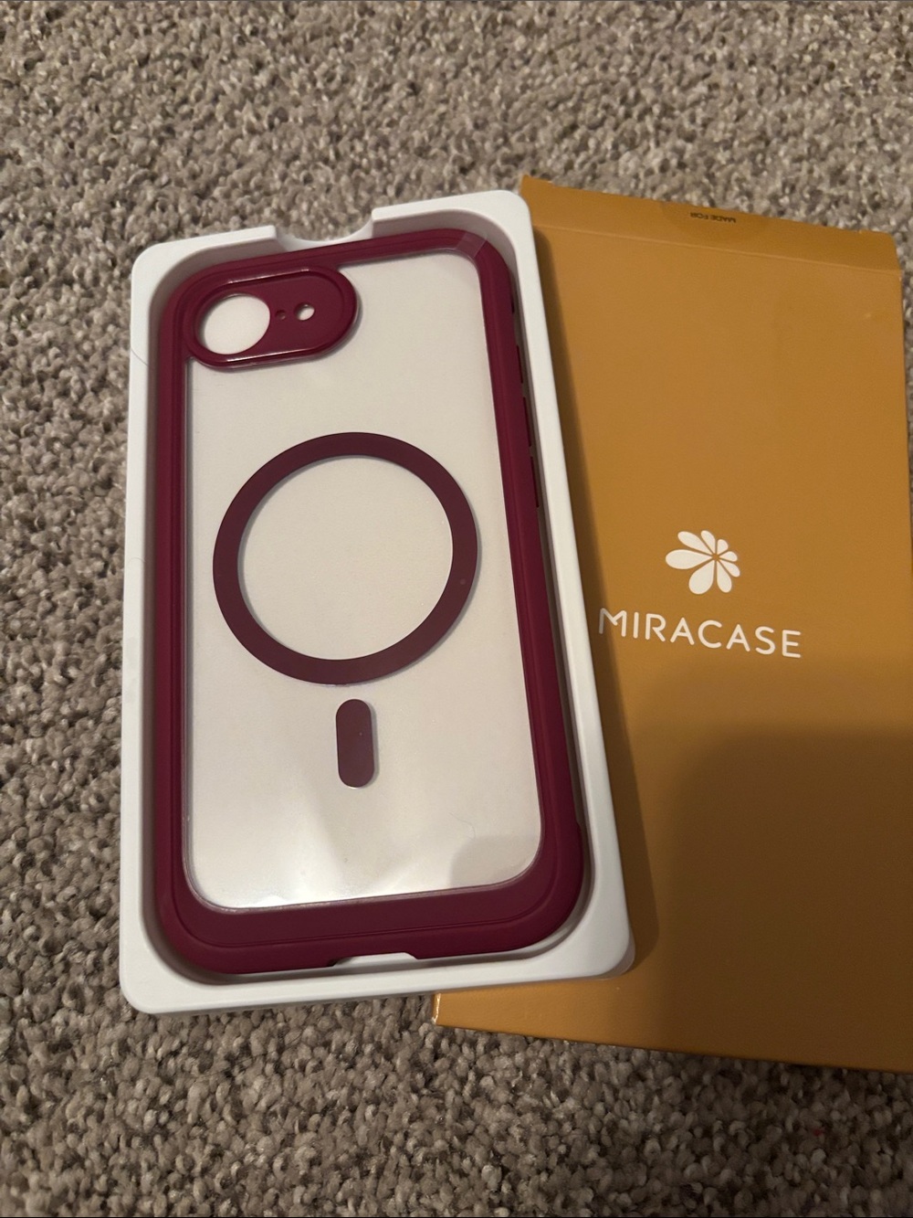 MagSafe Compatible Protective Phone Case - Burgundy/White for iPhone 16e